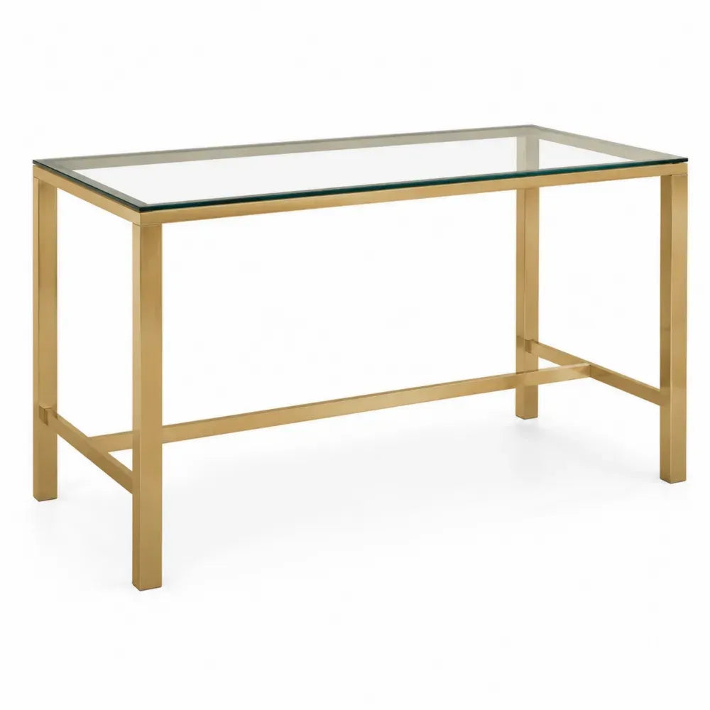 Esstisch Küchentisch 120 x 70 x 75 cm gehärtetes Glas galvanisierter Stahl rechteckig Transparent Gold