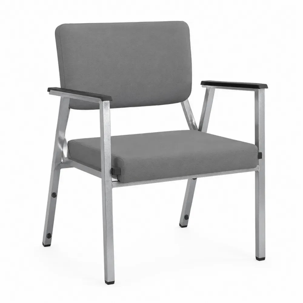 Besucherstuhl Bürostuhl mit Armlehnen 58 x 60 x 82 cm Polyesterbezug Polyurethanschaum verchromter Stahl rechteckig Grau Silber Schwarz