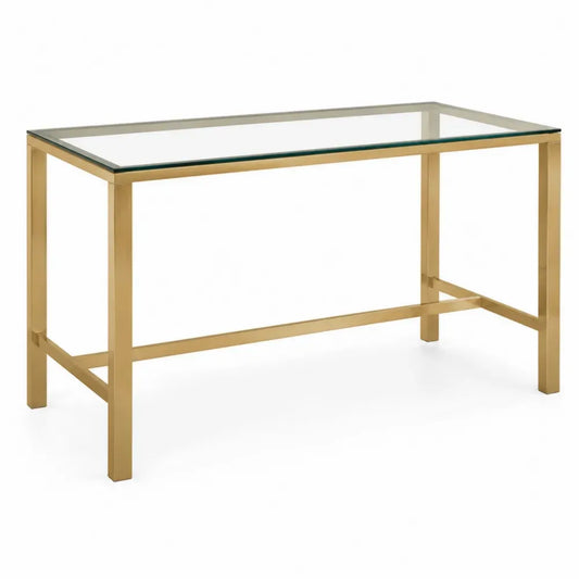 Esstisch Küchentisch 120 x 70 x 75 cm gehärtetes Glas galvanisierter Stahl rechteckig Transparent Gold