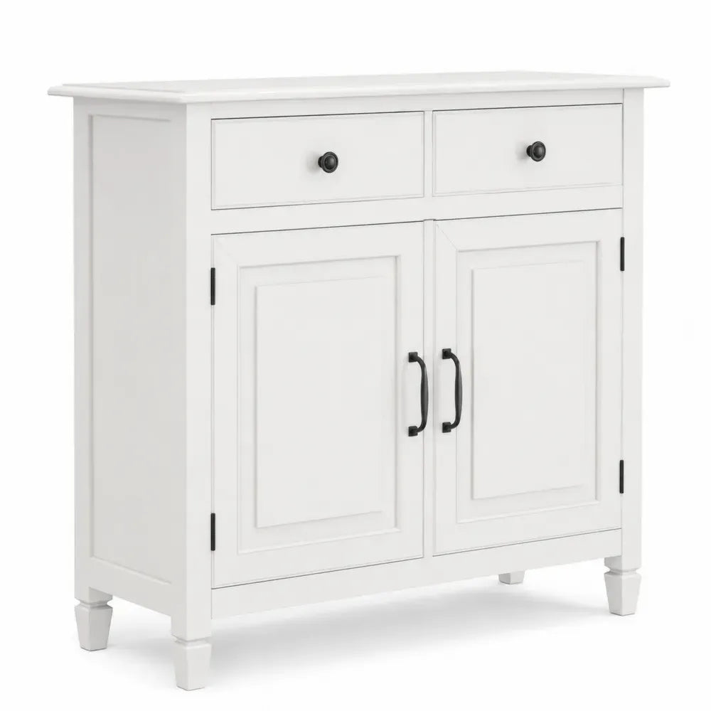 Sideboard Aufbewahrungsschrank mit 2 Türen 2 Schubladen aus MDF rechteckig weiß schwarz 86 x 38 x 87 cm
