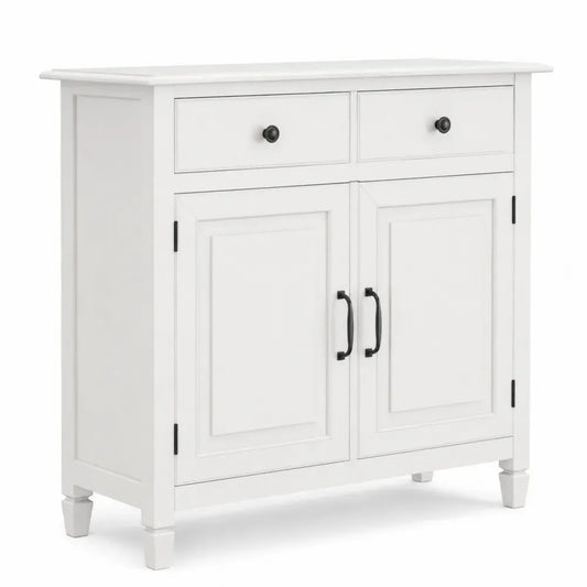 Sideboard Aufbewahrungsschrank mit 2 Türen 2 Schubladen aus MDF rechteckig weiß schwarz 86 x 38 x 87 cm