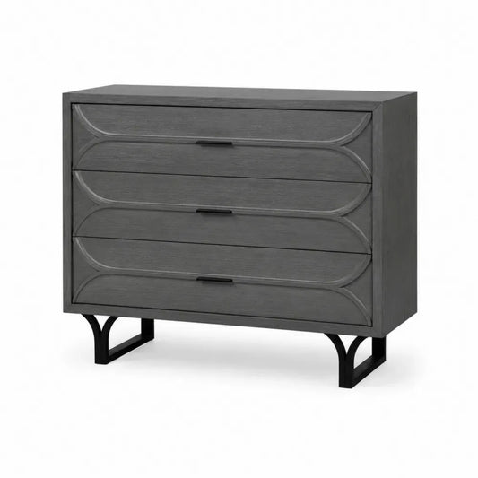 Kommode Schubladenschrank mit 3 Schubladen MDF Holzdekor Stahlgestell rechteckig Anthrazit Schwarz 100 x 40 x 83 cm